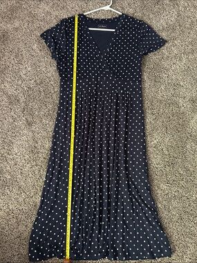 L.L. Bean Navy Blue Polka Dot Maxi Dress